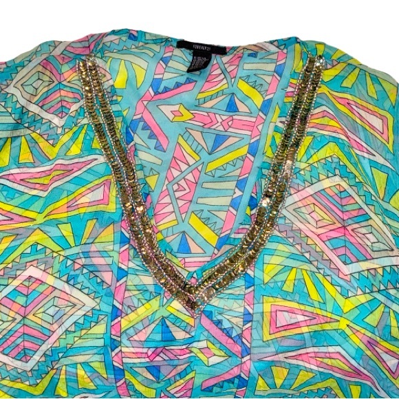 FOREVER 21  sequin neck butterfly sleeve swimsuit coverup women’s size OS - Picture 1 of 12